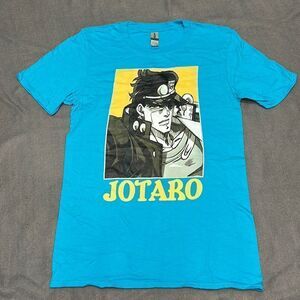 Jotaro Kujo Men’s Turquoise Anime Short Sleeve Graphic Tee Size Small